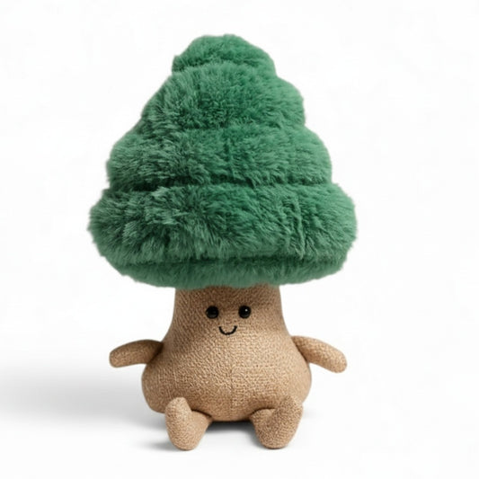 peluche plante petit sapin kawaii en coton, sur fond blanc