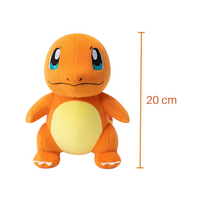 Peluche Pokémon – Salamèche flamboyant - vue de face avec mesure de 20 cm
