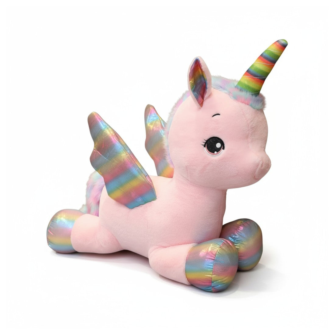 Peluche licorne féerique avec corne et ailes colorées