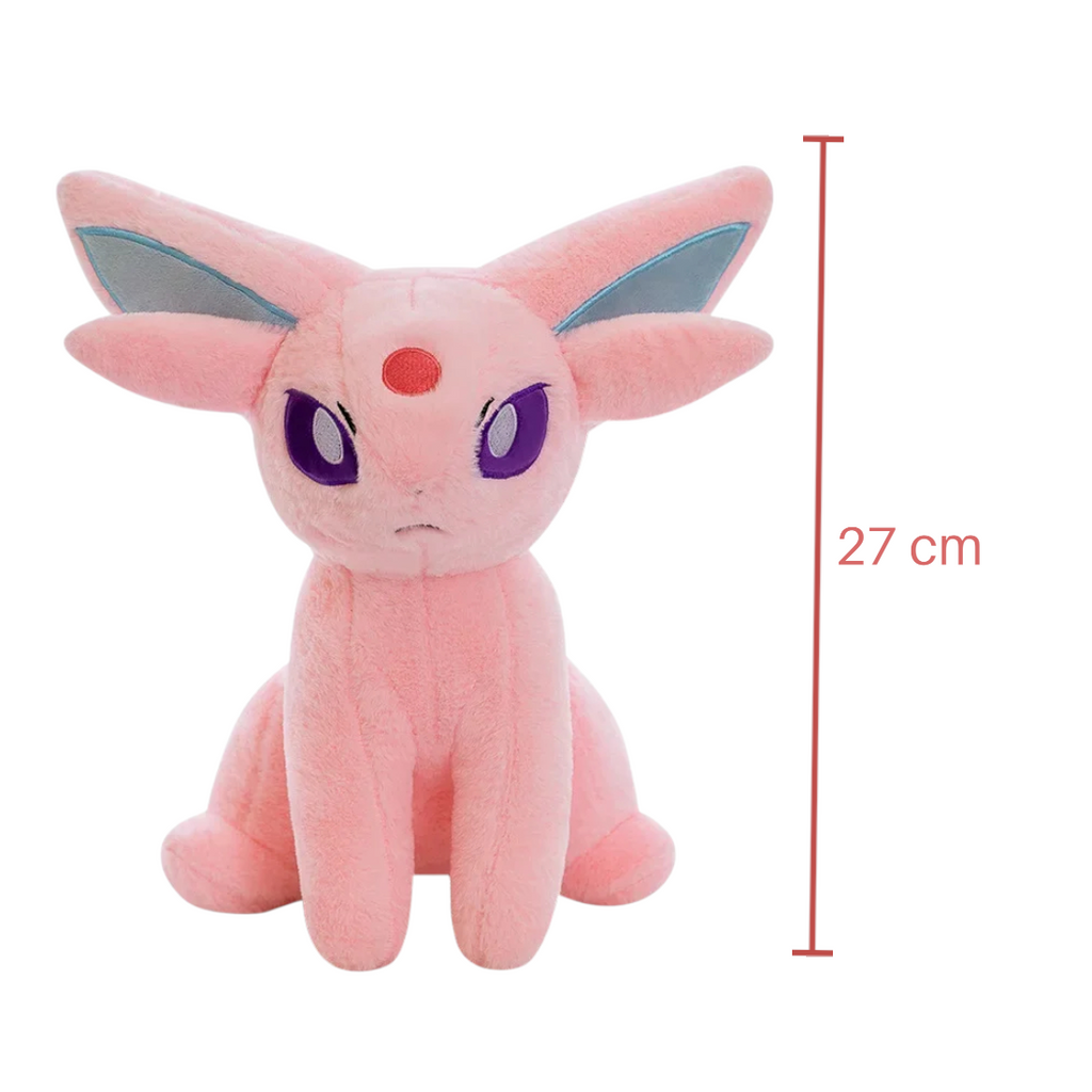 Peluche Pokémon - Mentali Rose Mystique - vue de face avec mesure de 27 cm