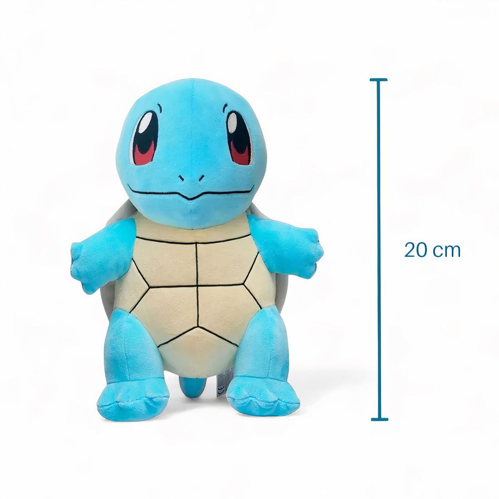 Peluche pokémon - carapuce tout doux - vue de face avec mesure de 20 cm