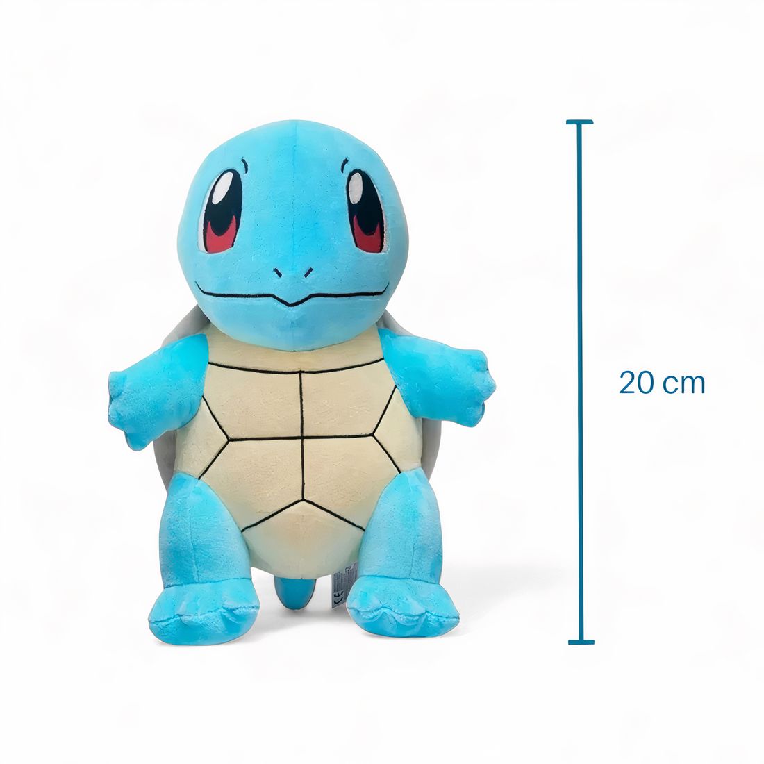 Peluche pokémon - carapuce tout doux - vue de face avec mesure de 20 cm