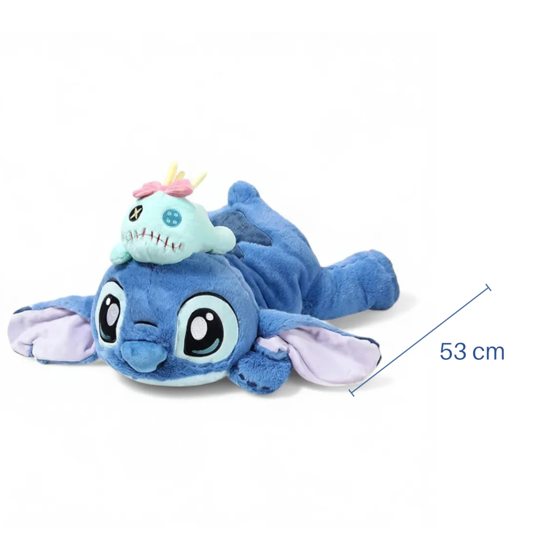 Peluche Stitch allongé avec le doudou de Lilo