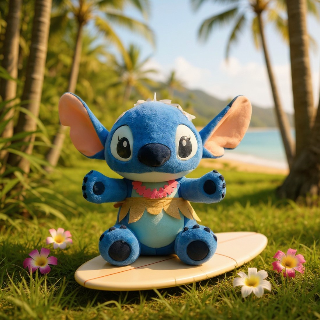 Peluche Stitch look hawaïen