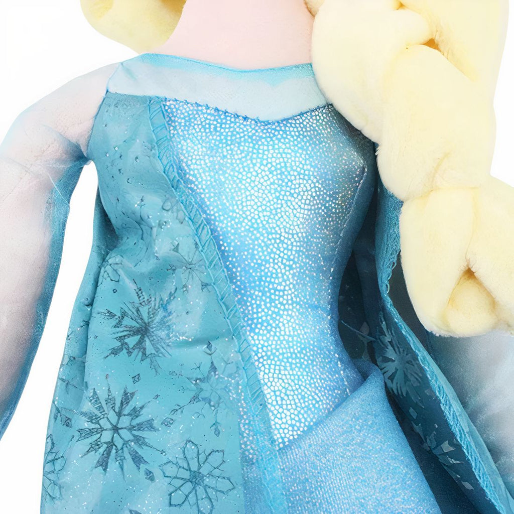 Peluche reine des neiges Elsa 40 cm - détail du corsage et de la tresse