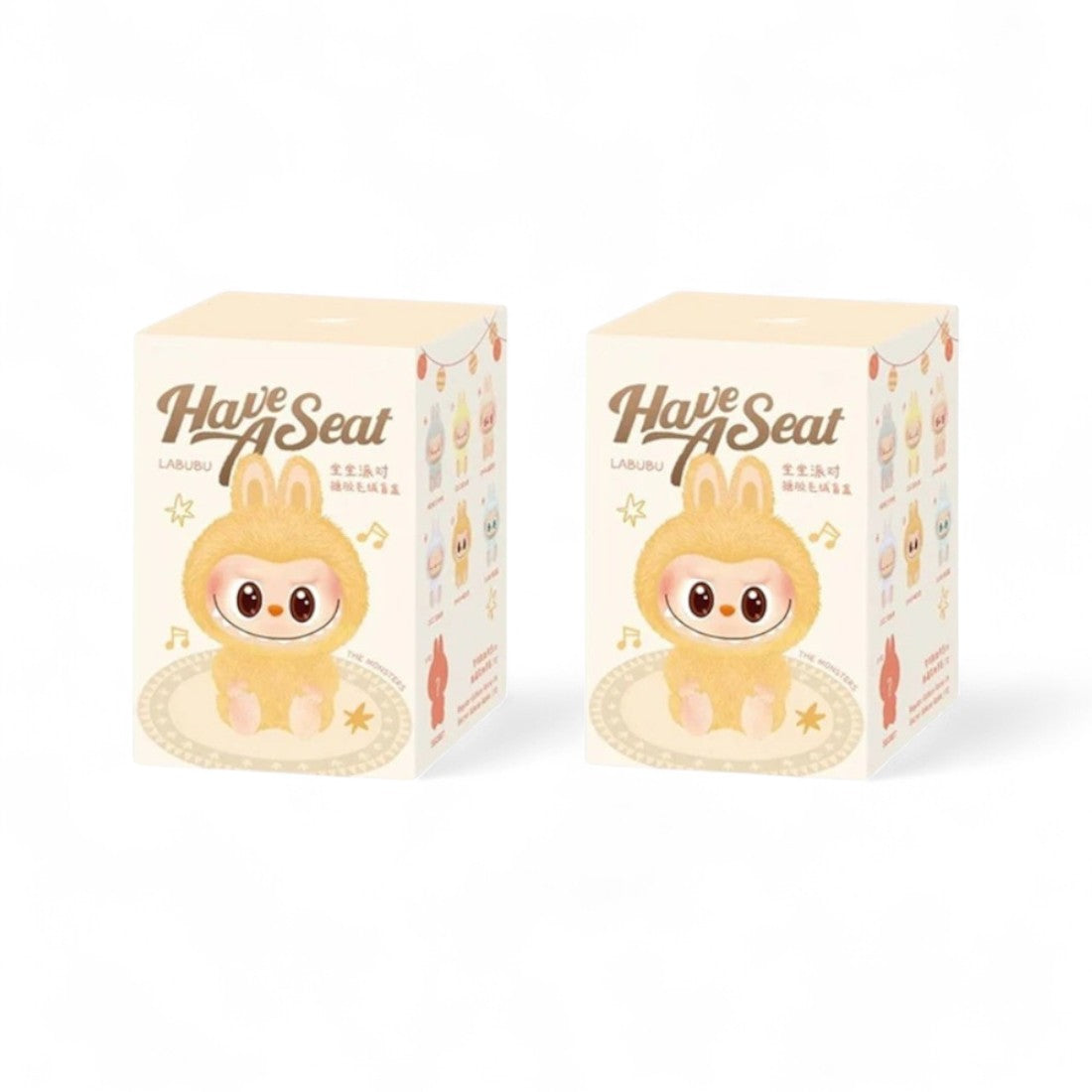 Blind box peluche type Labubu assis (non officiel)
