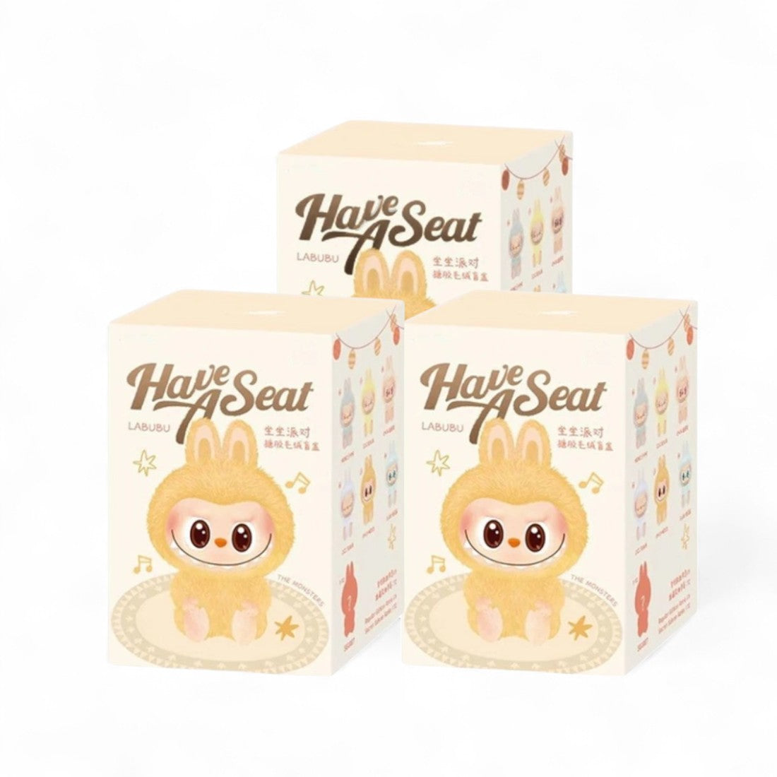 Blind box peluche type Labubu assis (non officiel)