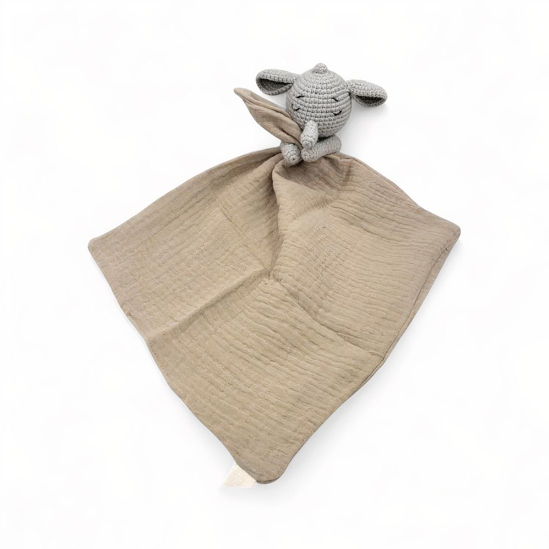 Peluche doudou plat tête éléphant pour bébé