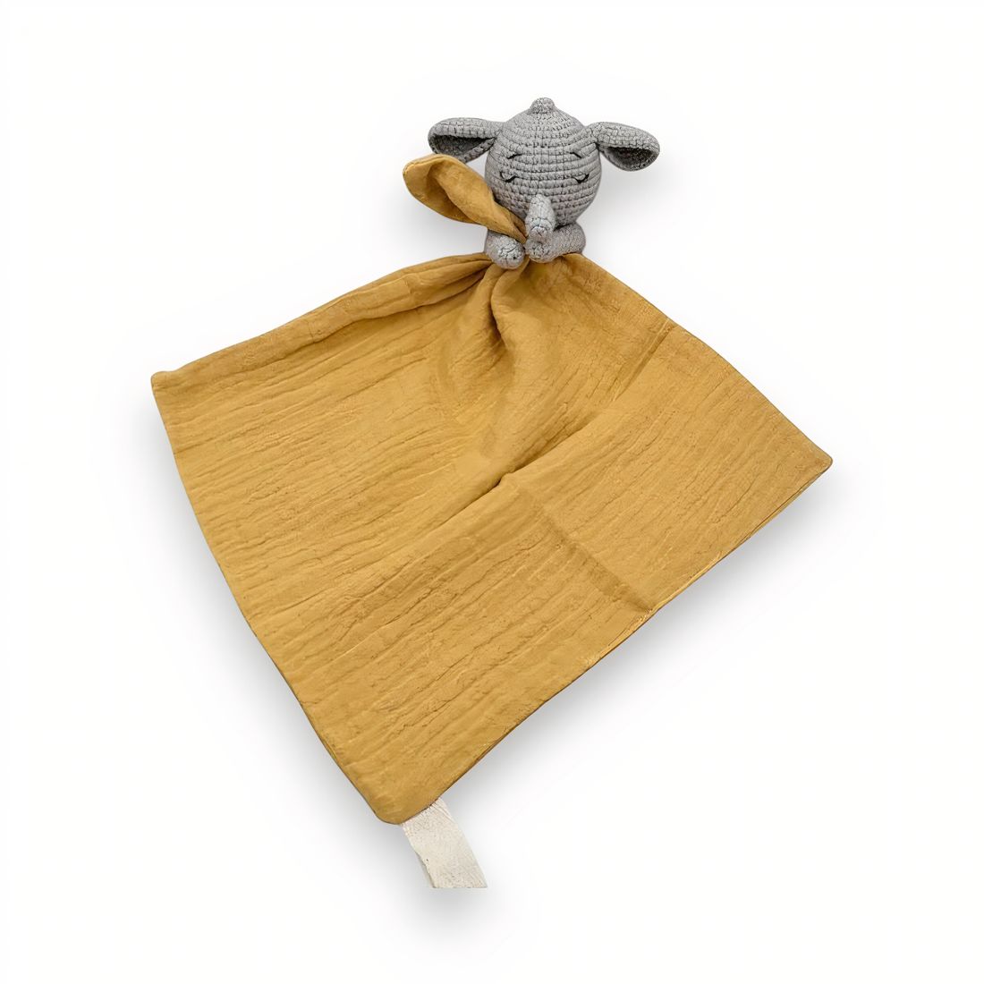 Peluche doudou plat tête éléphant pour bébé