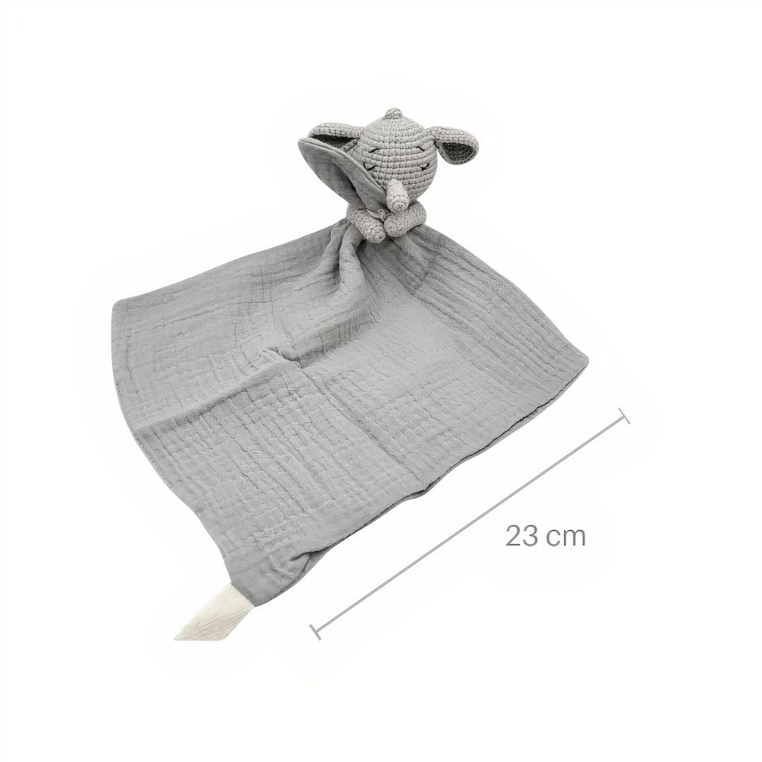 Peluche doudou plat tête éléphant pour bébé