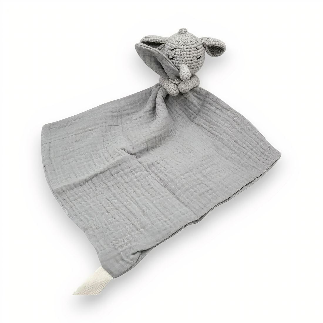 Peluche doudou plat tête éléphant pour bébé