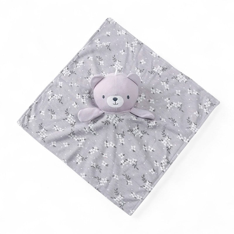 Peluche doudou plat tête ourson pour bébé