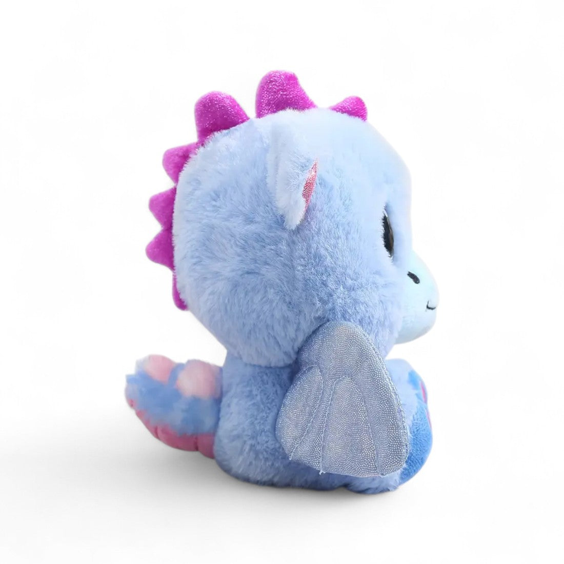 Peluche dragon kawaii bleu craquant - vue de profil