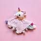 Doudou carré peluche douce licorne pour bébé