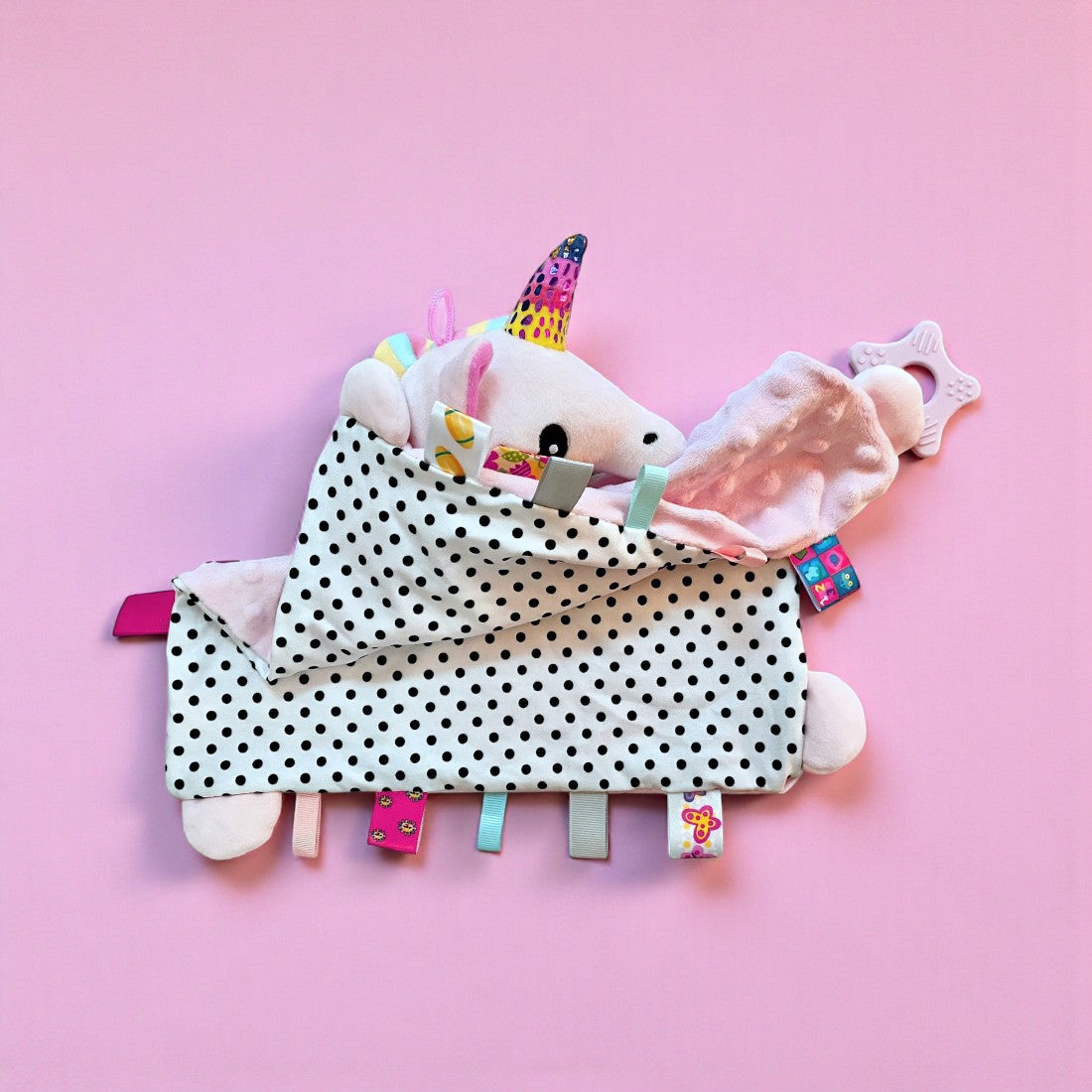 Doudou carré peluche douce licorne pour bébé