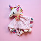 Doudou carré peluche douce licorne pour bébé