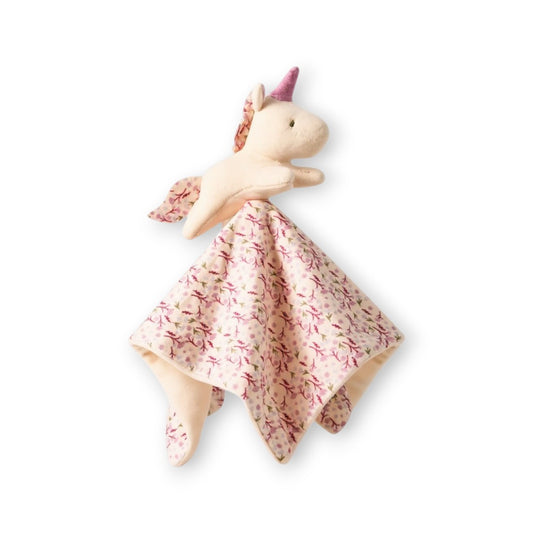 Doudou carré peluche douce licorne pour bébé
