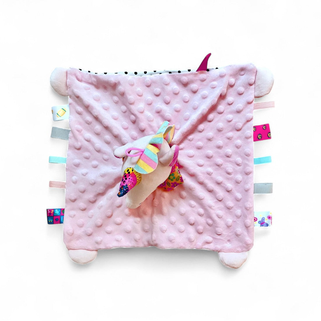 Doudou carré peluche douce licorne pour bébé