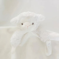 Doudou mouton blanc porte-tétine pour bébé