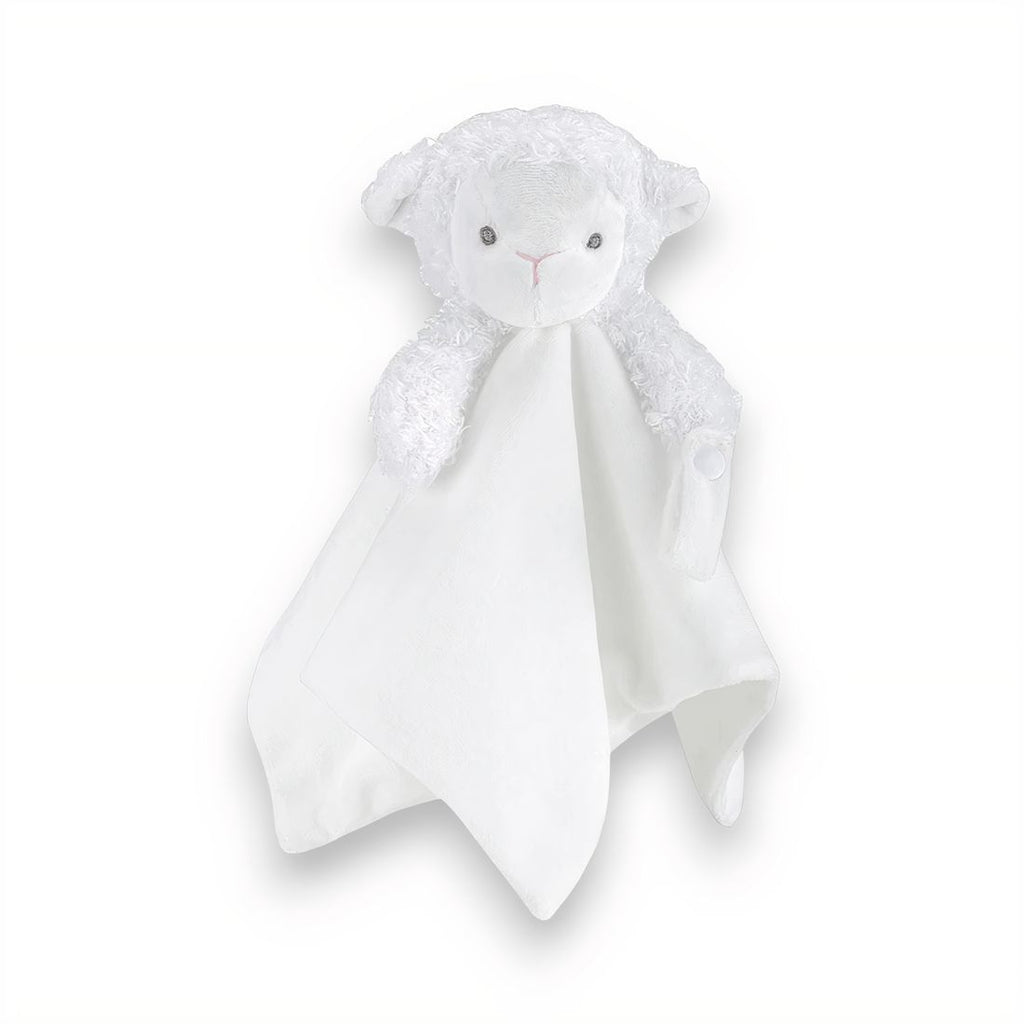 Doudou mouton blanc porte-tétine pour bébé