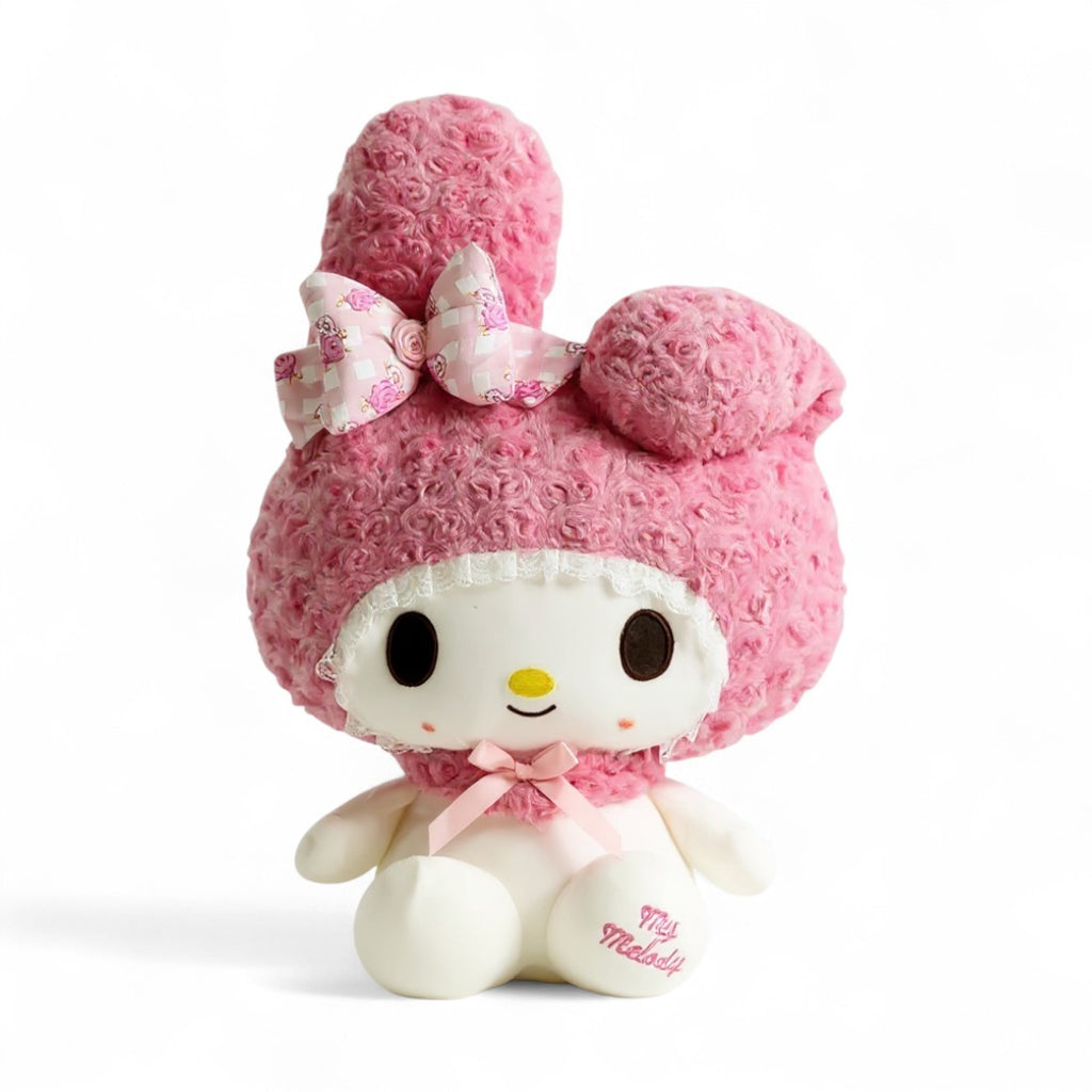 Peluche Hello kitty et My Mélody avec tenue rose