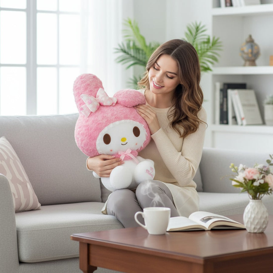 Peluche Hello kitty et My Mélody avec tenue rose