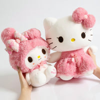 Peluche Hello kitty et My Mélody avec tenue rose