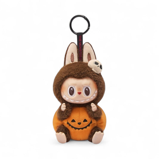 Peluche Halloween type Labubu costume citrouille