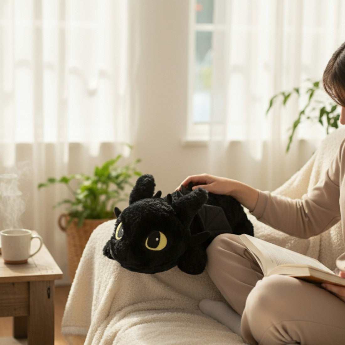 Peluches Dragons géante Krokmou et Furie éclair moelleuses