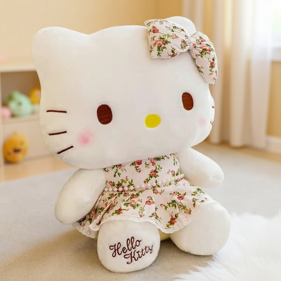 Peluche Hello Kitty délicate avec robe fleurie