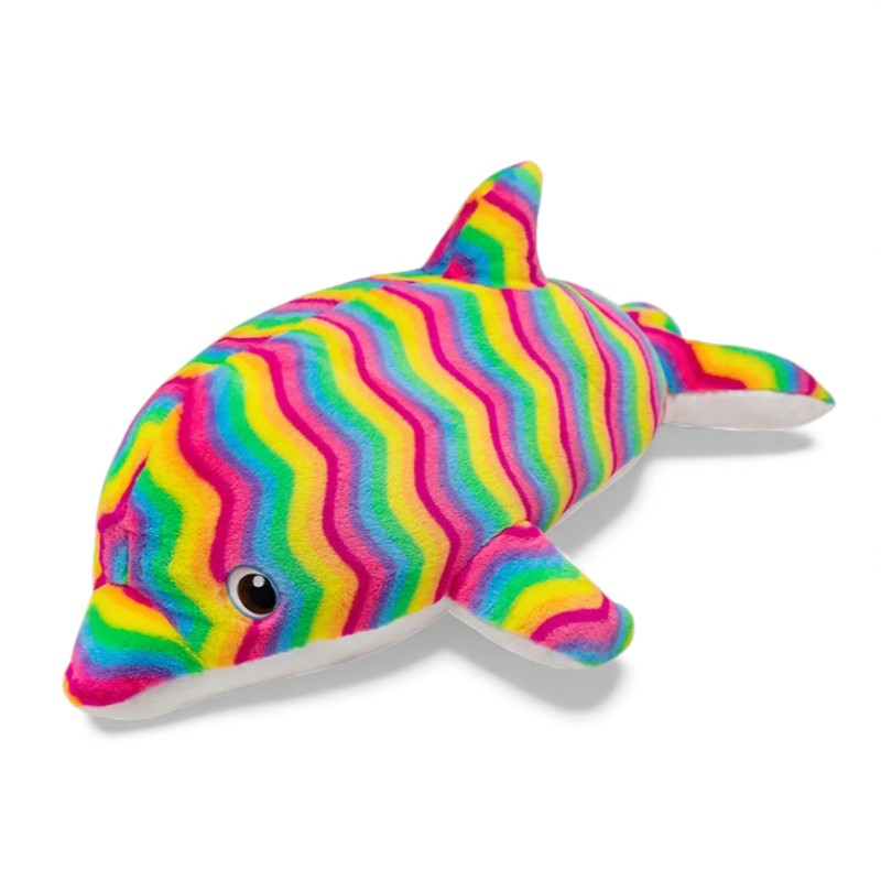 Peluche dauphin géant arc-en-ciel
