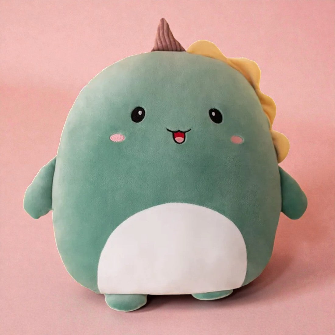 Peluche dinosaure vert tout doux rond