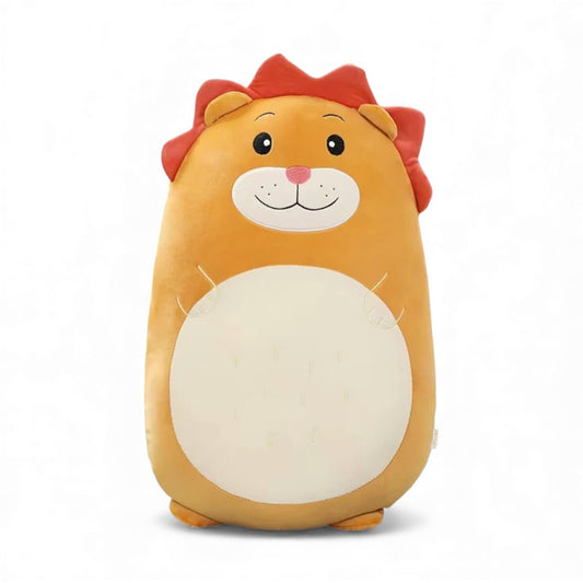 Coussin peluche grand lion moelleux