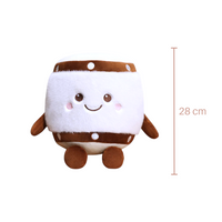Peluche instrument kawaii tambour joyeux - vue de face avec hauteur de 28 cm