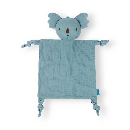Peluche doudou koala bleu en gaze de coton