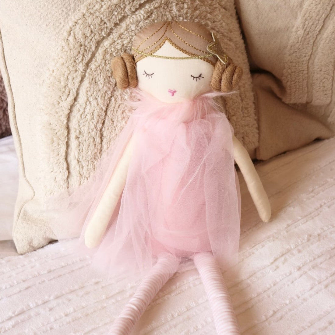 Peluche poupée ballerine avec chignons