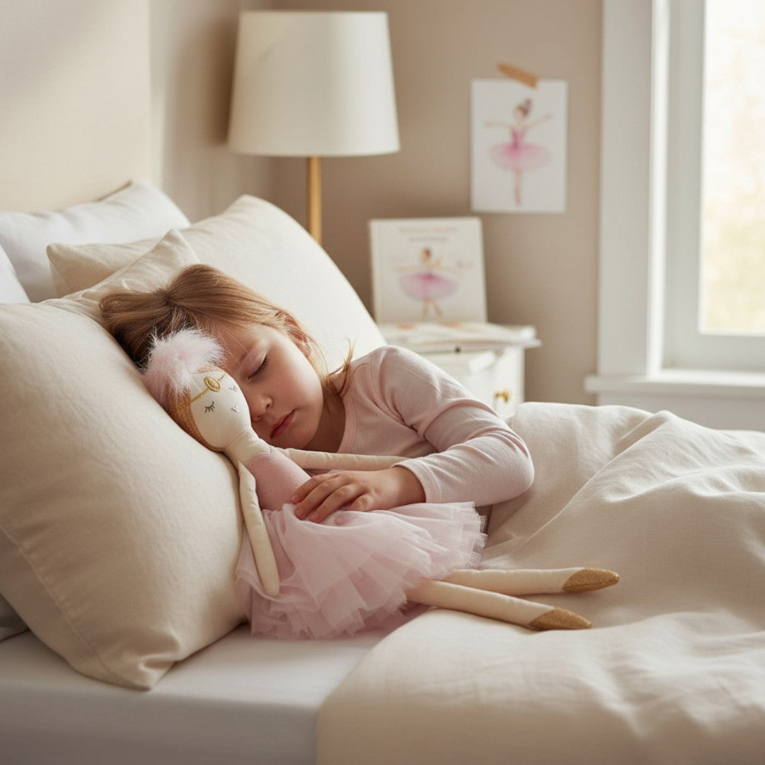 Peluche poupée danseuse étoile en robe rose