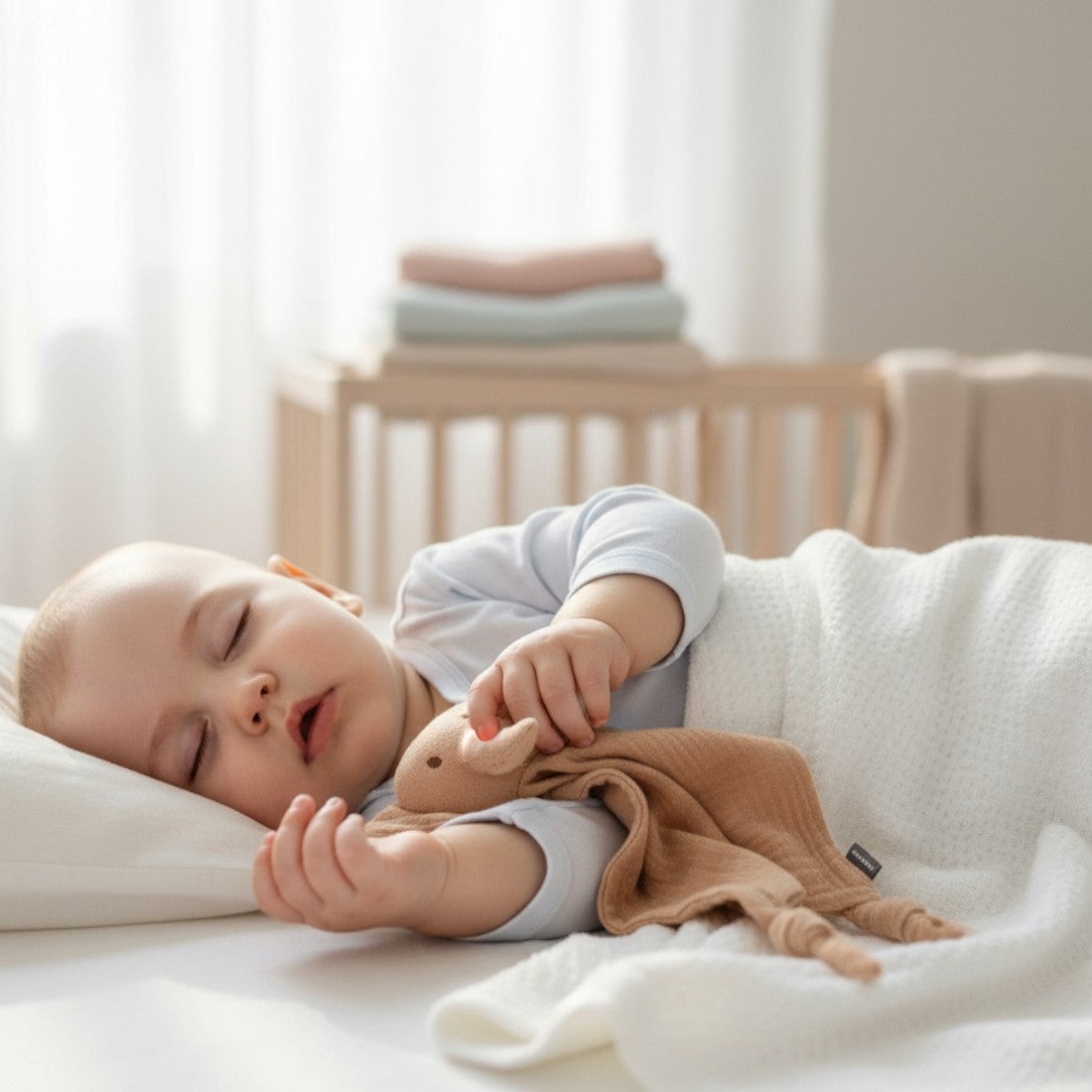 Peluche doudou éléphant en gaze de coton