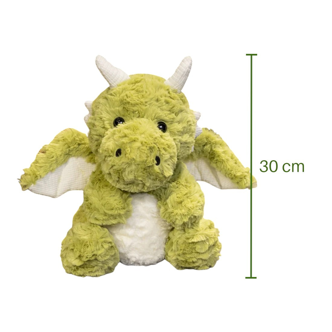 Dragon moelleux en peluche 30 cm - coloris vert avec hauteur de 30 cm