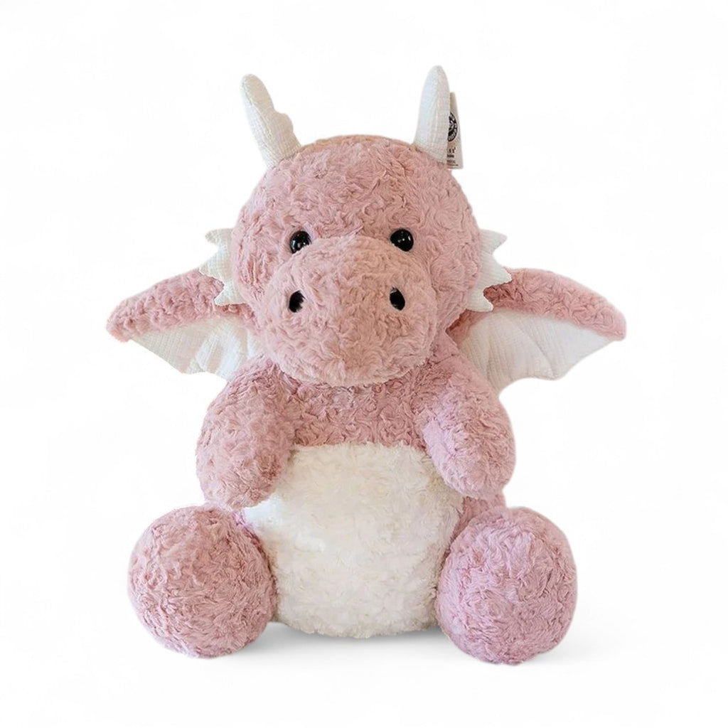 Dragon moelleux en peluche 30 cm - coloris rose, vue de face