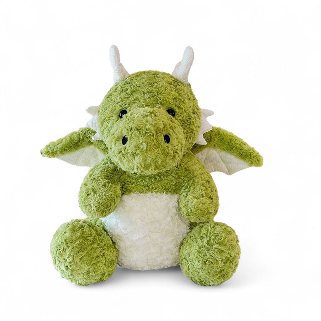 Dragon moelleux en peluche 30 cm - vue de face, en position assise