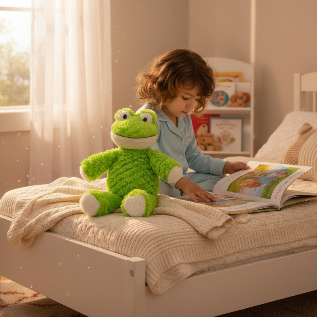 Grenouille verte moelleuse en peluche