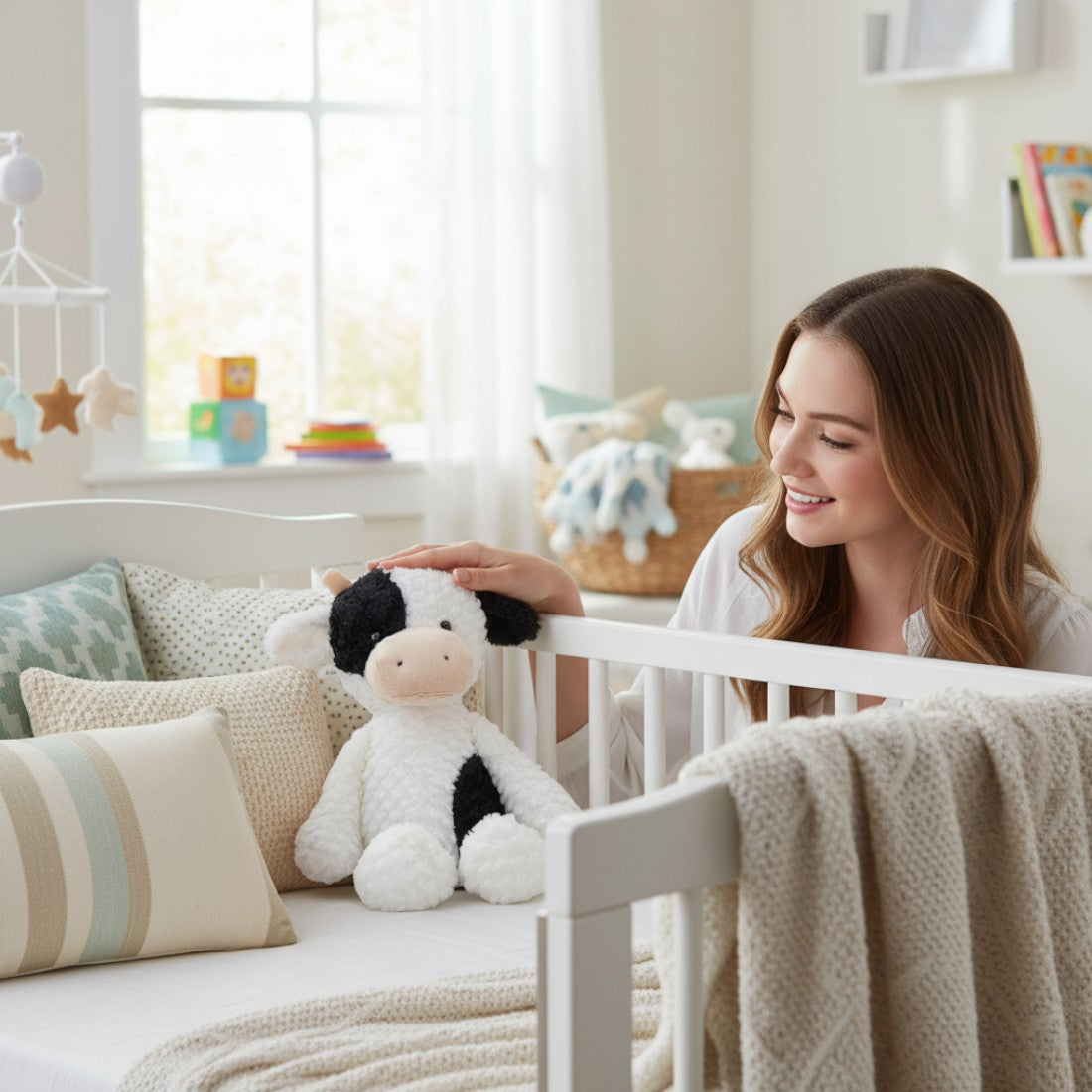 Peluche vache noire et blanche