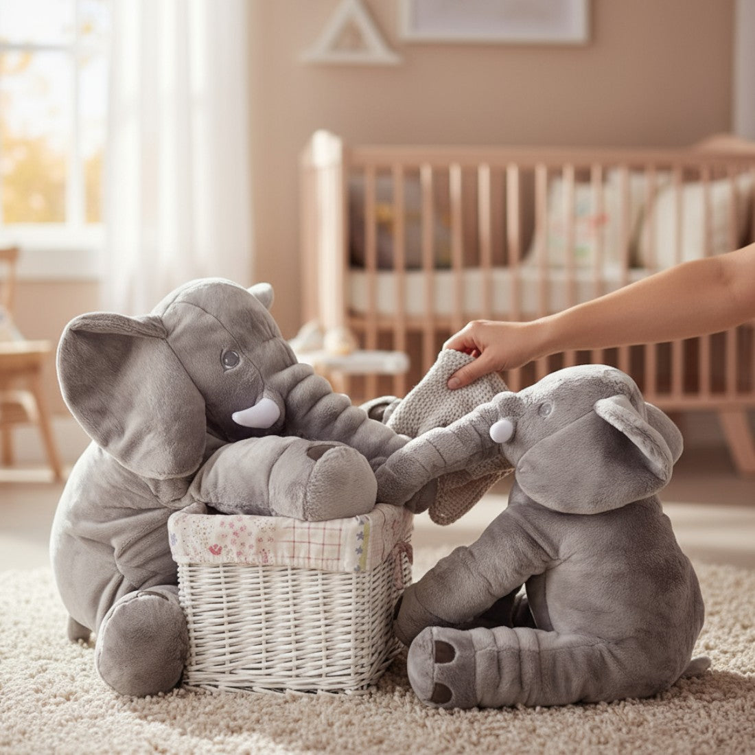 Peluche éléphant gris moelleux 40 cm