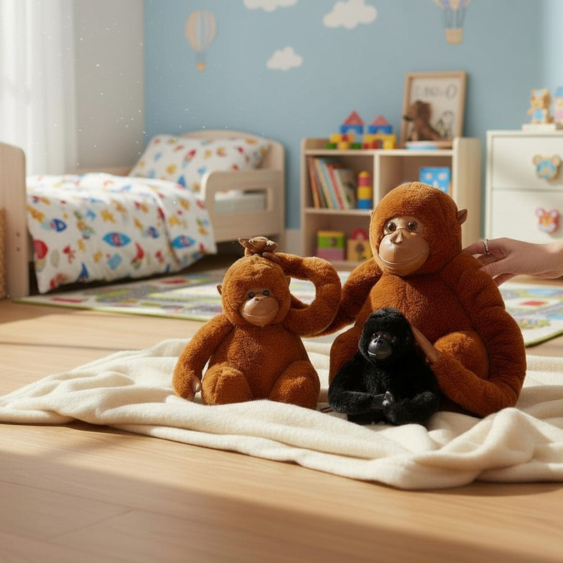 Peluche grand singe : orang-outan et gorille