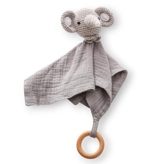 Peluche doudou plat tête éléphant crochetée pour bébé