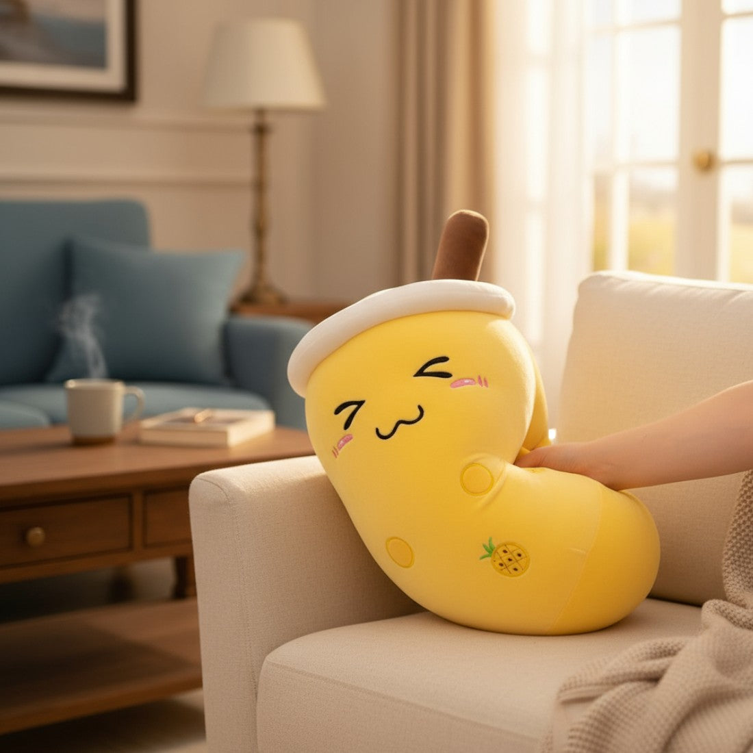 Peluche kawaii bubble milk tea à l’ananas