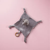 Doudou plat éléphant crocheté lange coton bicolore