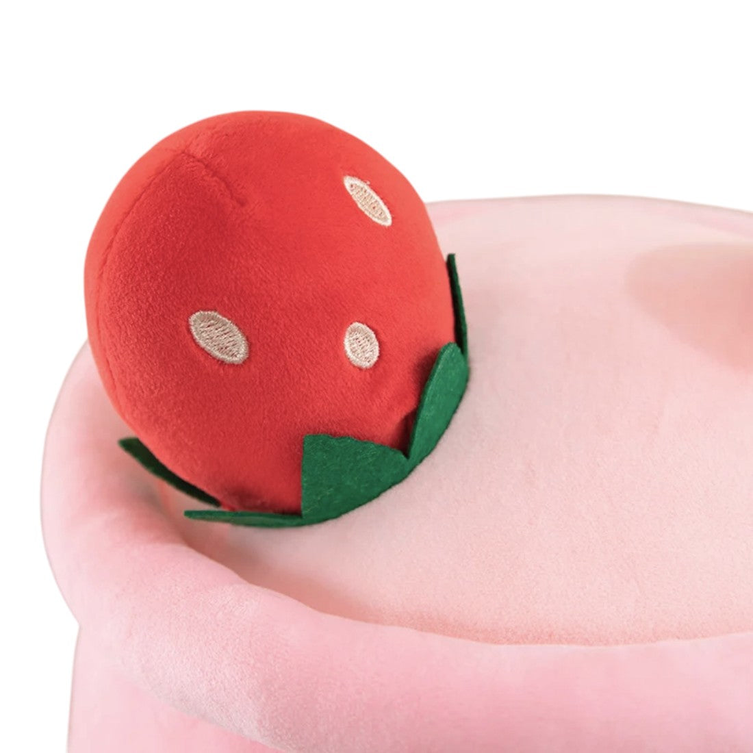 Peluche kawaii bubble tea fraise avec fruit