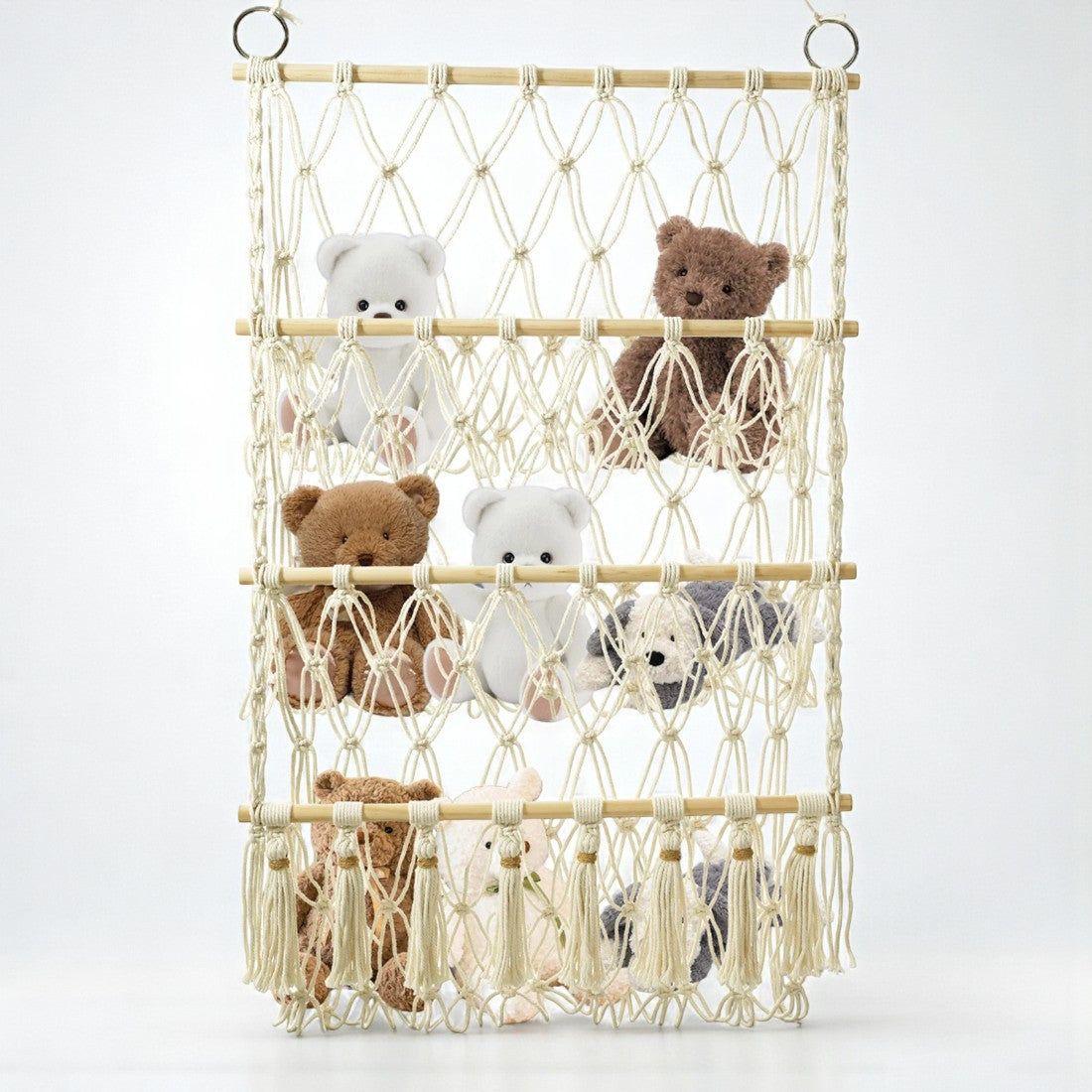 Range-peluches vertical macramé mural